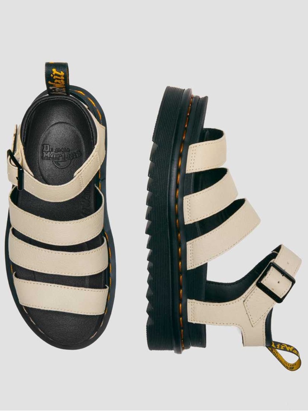 Dr. Martin Blair Cream Strappy Chunky Platform Sandals - Picture 3 of 9